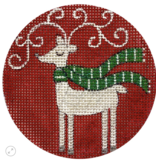 Canvas REINDEER ON RED ROUND  X375