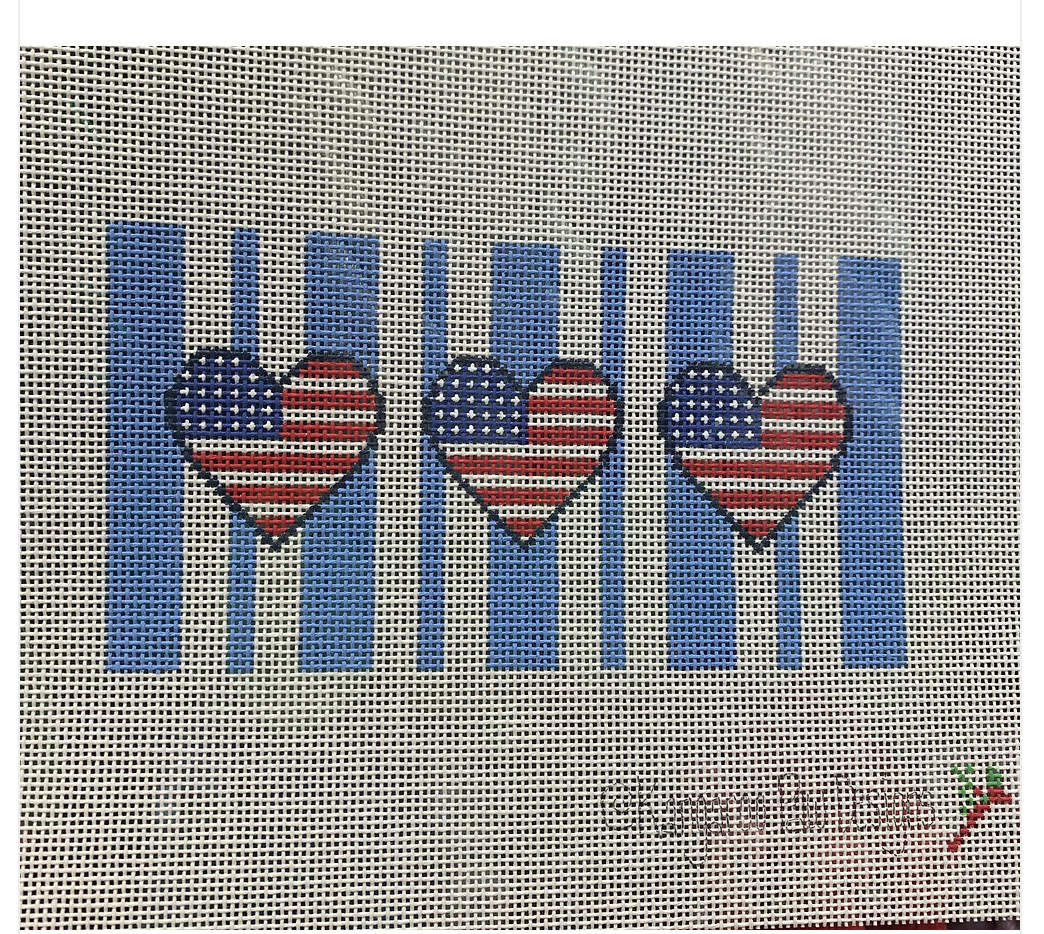 Canvas PATRIOTIC HEARTS  INSERT  3X6  3622POEP