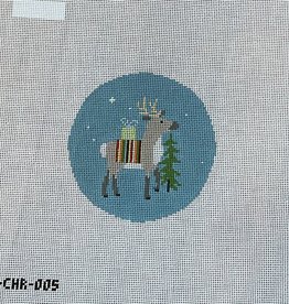 Canvas REINDEER WITH STRIPE BLANKET  PCHR005