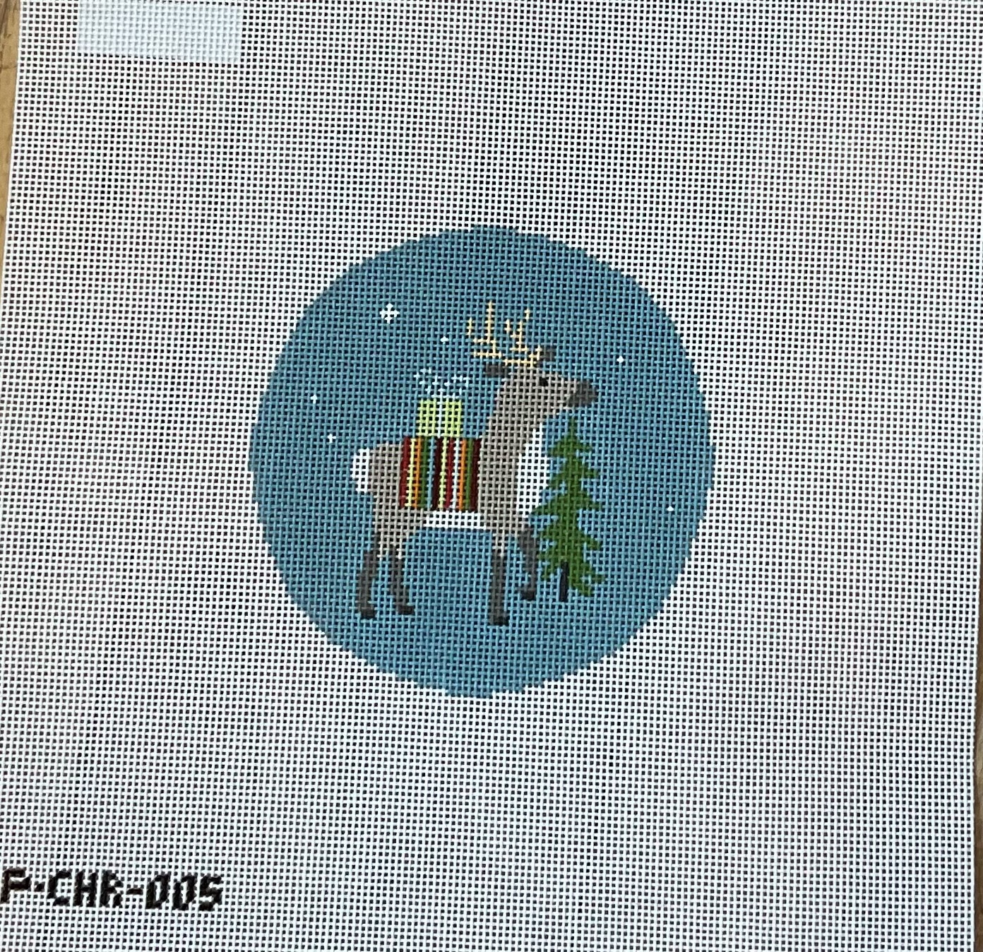 Canvas REINDEER WITH STRIPE BLANKET  PCHR005