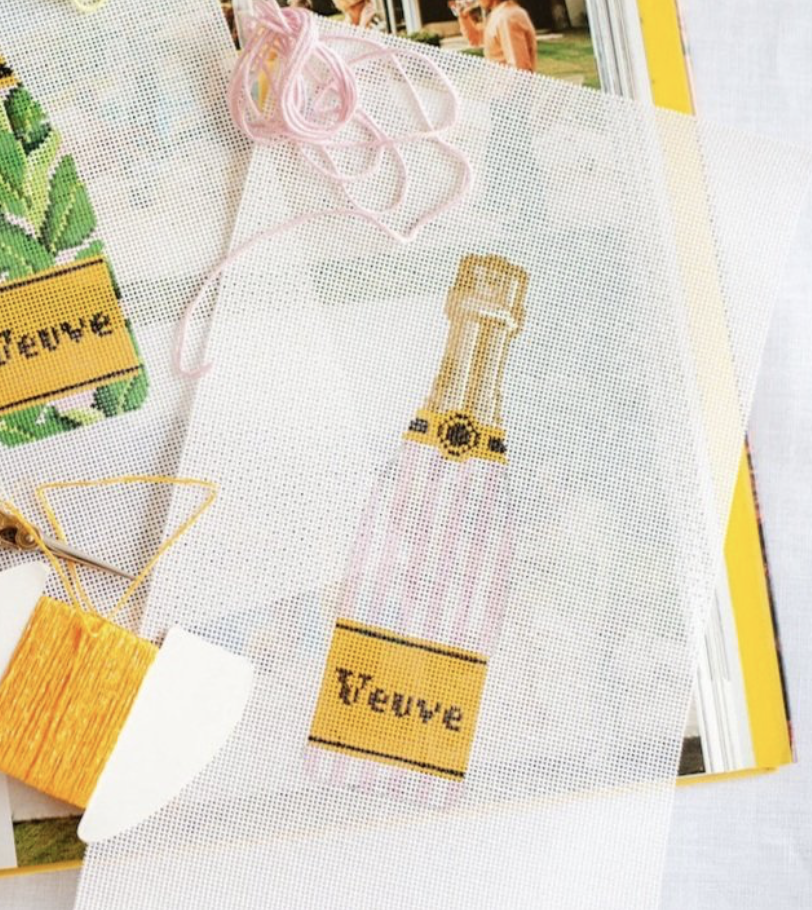 Canvas VEUVE BOTTLE - PINK STRIPE  CLV004A