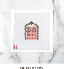 Canvas PINK DOORS  ROUND