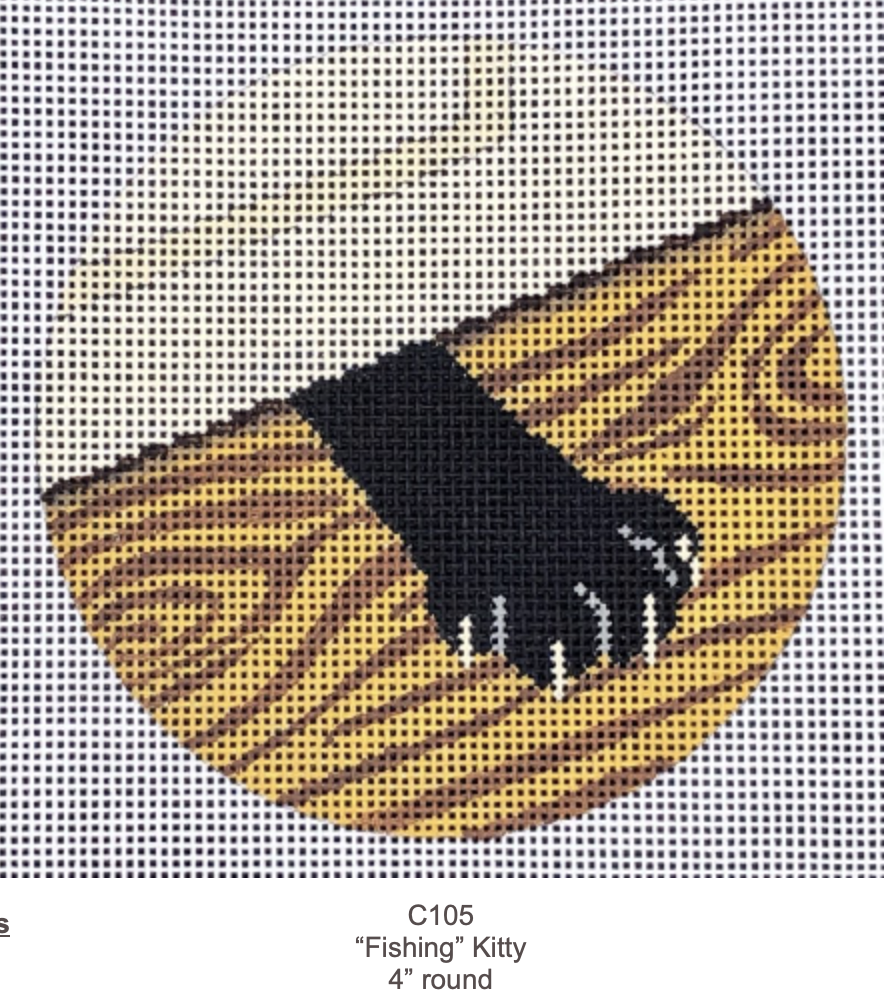 Canvas FISHING KITTY ROUND  C105