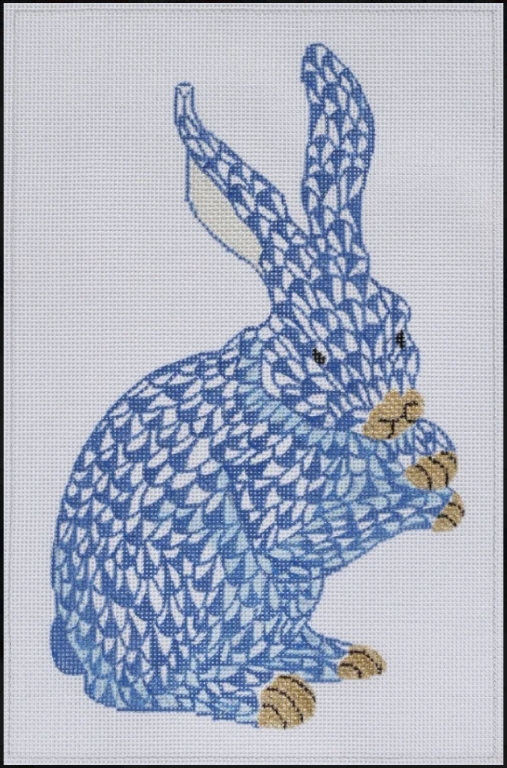 Canvas GOLD HEREND FISHNET  BLUE BUNNY OM154