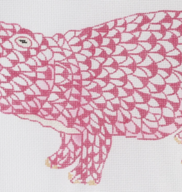Canvas GOLD HEREND FISHNET PINK HIPPO  OM175