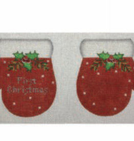 Canvas 1ST CHRISTMAS MITTENS  MT01B  RED
