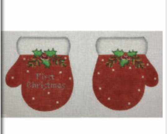 Canvas 1ST CHRISTMAS MITTENS  MT01B  RED