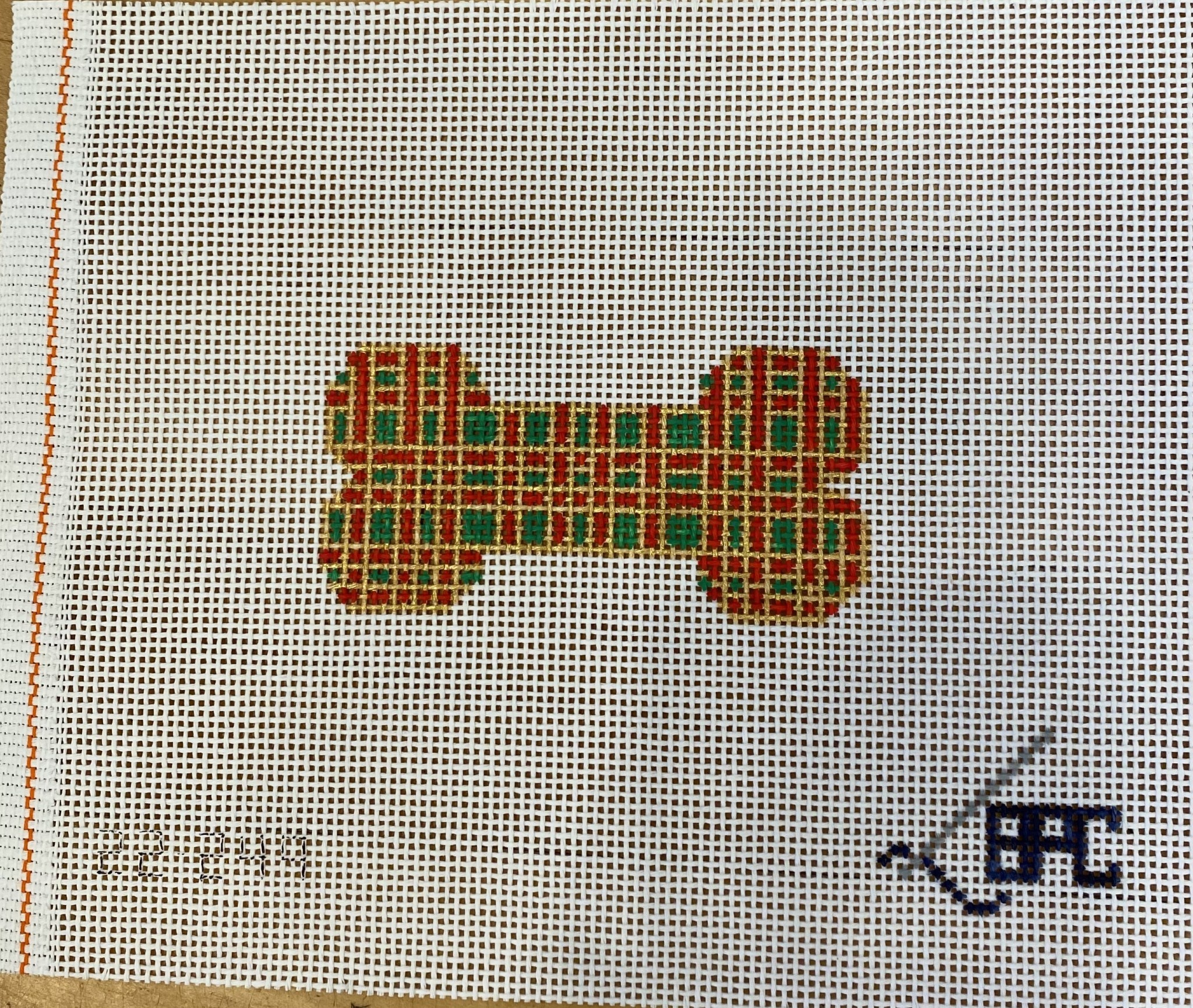 Canvas RED/GREEN/GOLD PLAID DOG BONE  22-249