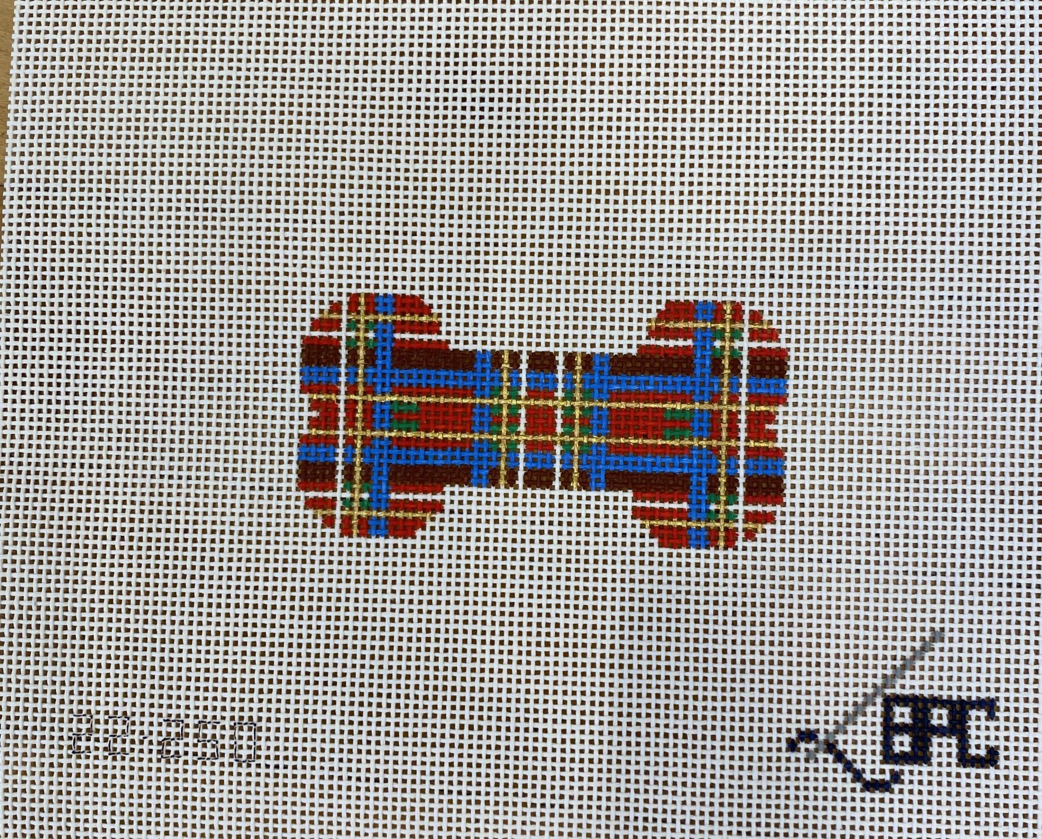 Canvas RED/BLUE PLAID DOG BONE  22-250