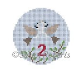 Canvas 12 DAYS OF CHRISTMAS - DAY 2  TURTLE DOVES  5922  2.5" ROUND