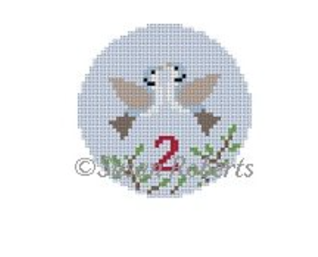 Canvas 12 DAYS OF CHRISTMAS - DAY 2  TURTLE DOVES  5922  2.5" ROUND
