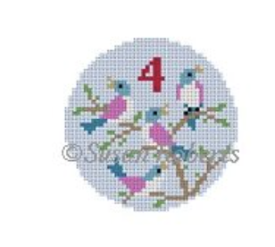 Canvas 12 DAYS OF CHRISTMAS - DAY 4 CALLING BIRDS  5924  2.5" ROUND