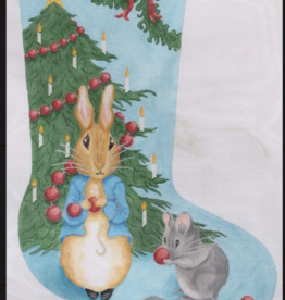 Canvas BUNNY, MOUSE AND CHRISTMAS TREE STOCKING  STK03