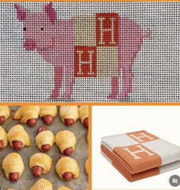Canvas PIG IN AN HERMES BLANKET  FD38