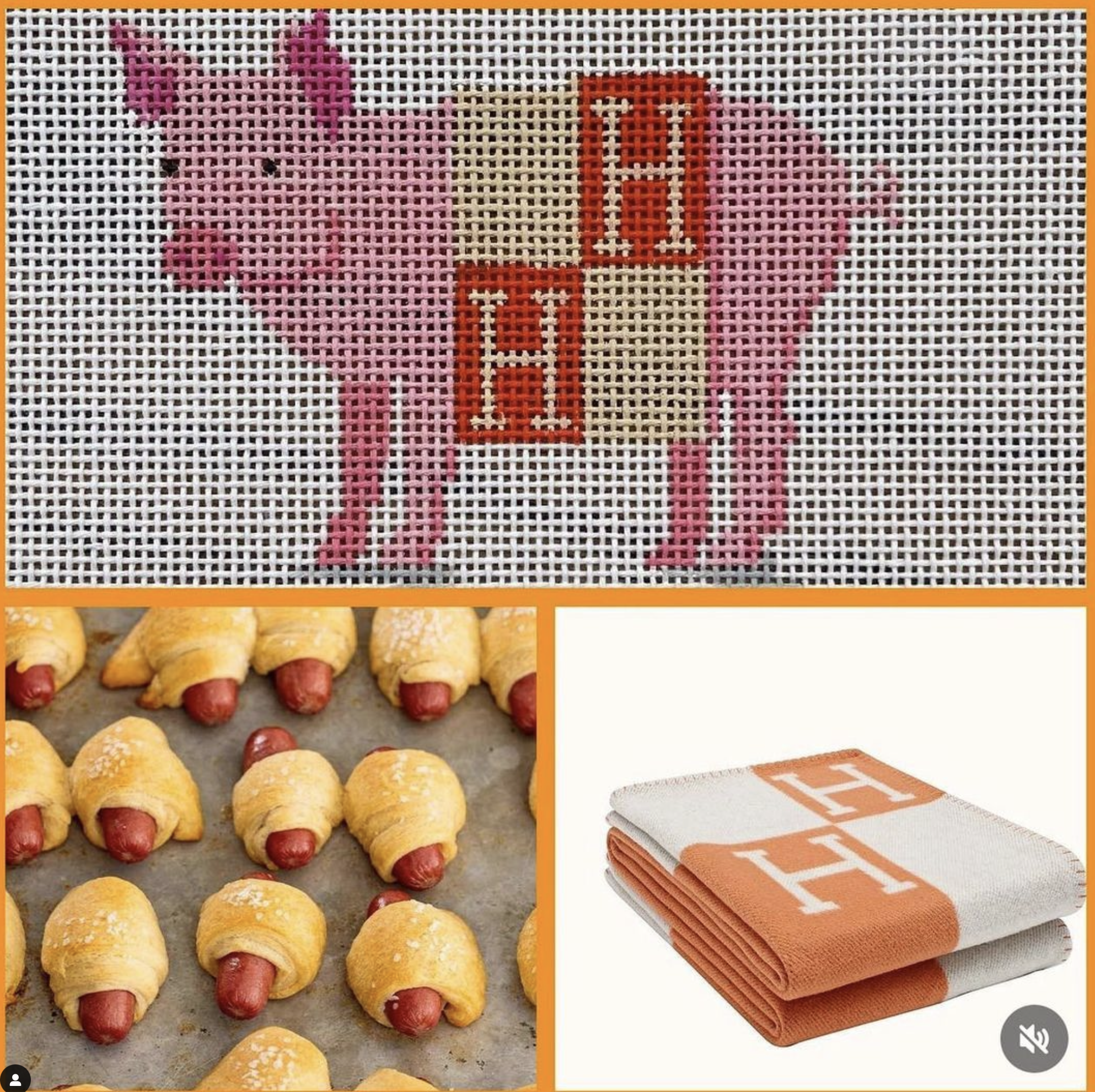 Canvas PIG IN AN HERMES BLANKET  FD38
