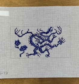Canvas CHINOISERIE DRAGON - BLUE  3X6"