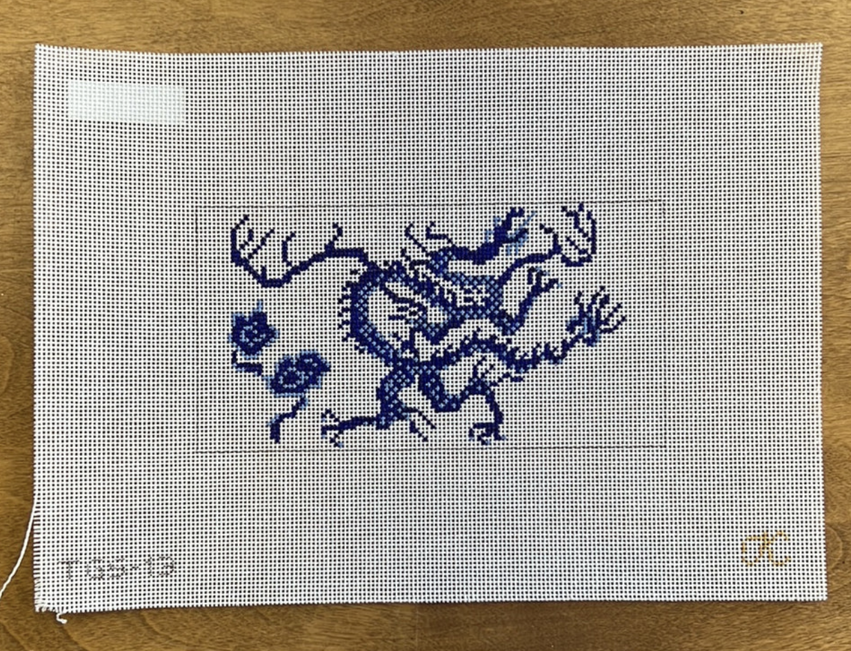 Canvas CHINOISERIE DRAGON - BLUE  3X6"