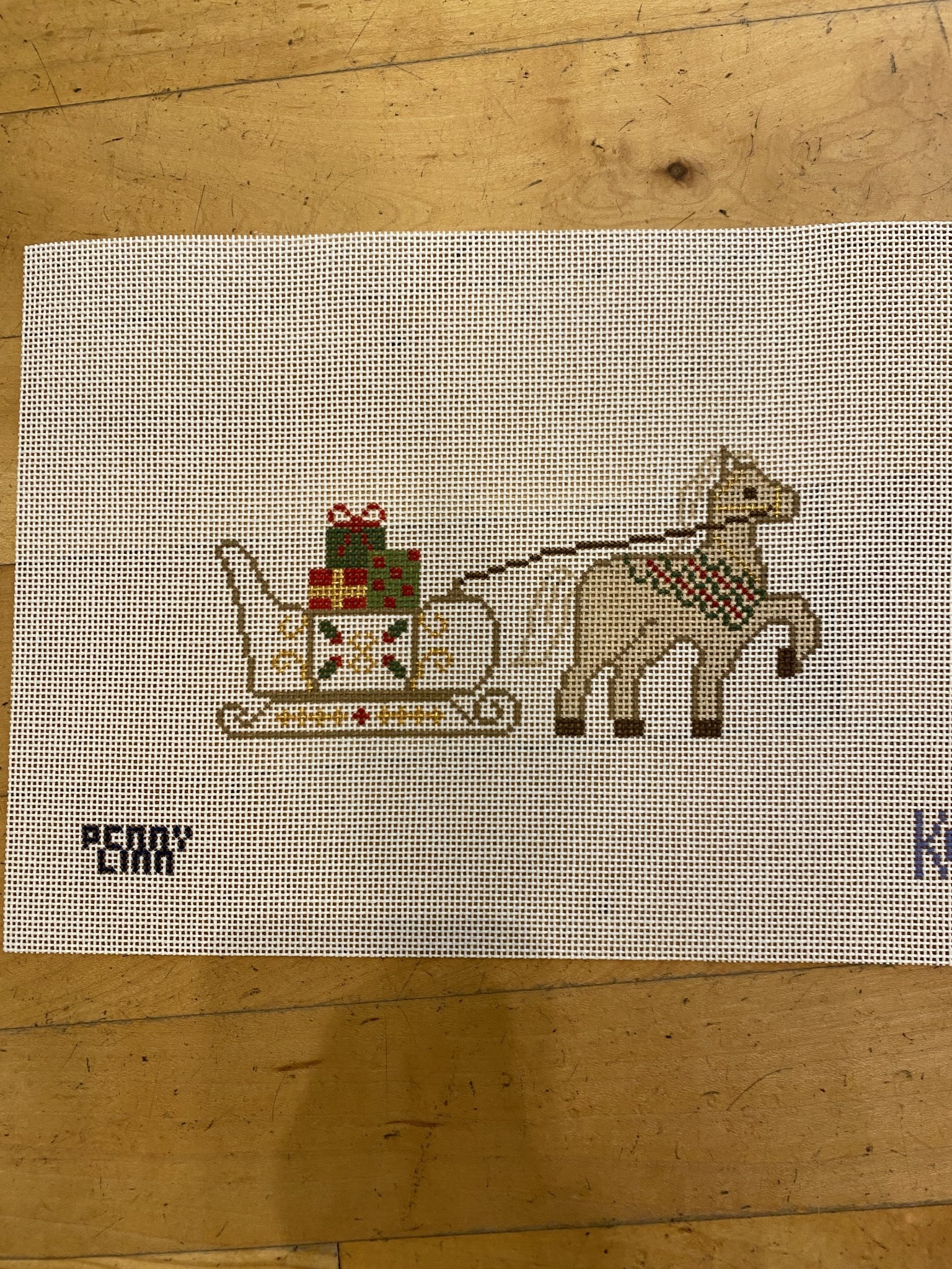 Canvas VINTAGE WINTER VILLAGE - HORSE AND SLEIGH PLCKC37