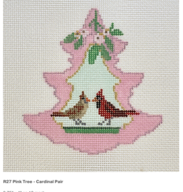 Canvas PINK TREE CARDINAL PAIR  R27