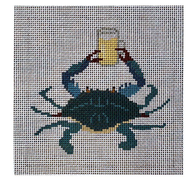 Canvas BLUE CRAB AND BEER    4" SQUARE  C1