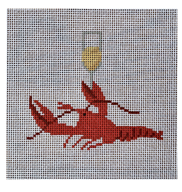 Canvas LOBSTER AND CHAMPAGNE    4" SQUARE  C2