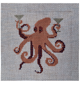 Canvas OCTOPUS AND DOUBLE MARTINIS    4" SQUARE  C3