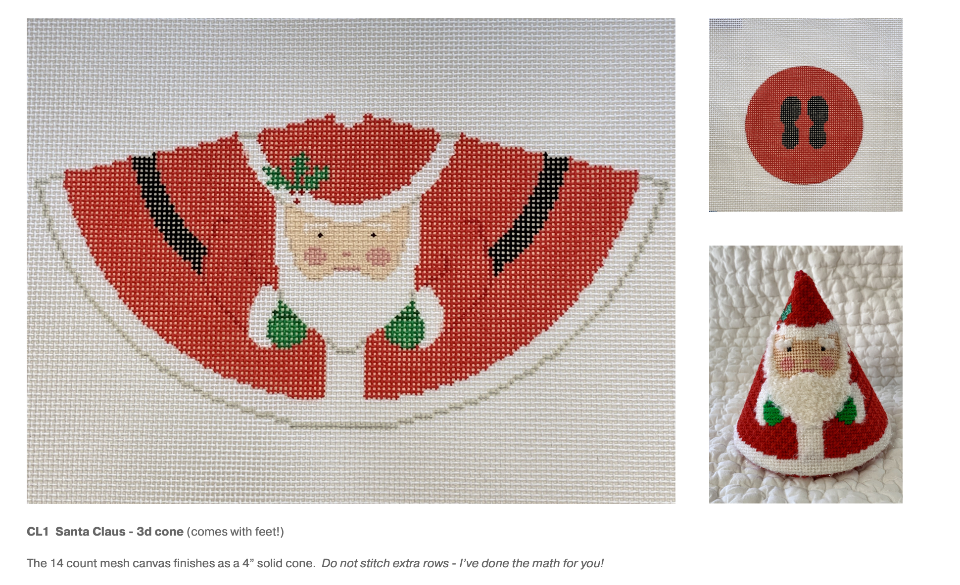 Canvas SANTA CLAUS 3-D CONE  4"