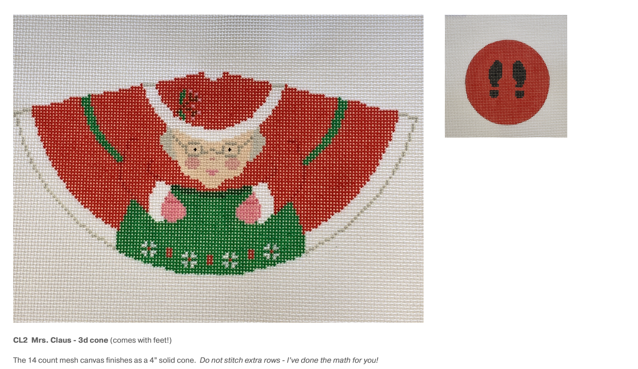 Canvas MRS  CLAUS 3-D CONE  4"