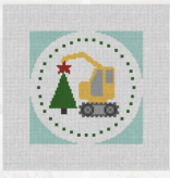 Canvas TRACTOR WITH TREE   4.25" ROUND  RC027