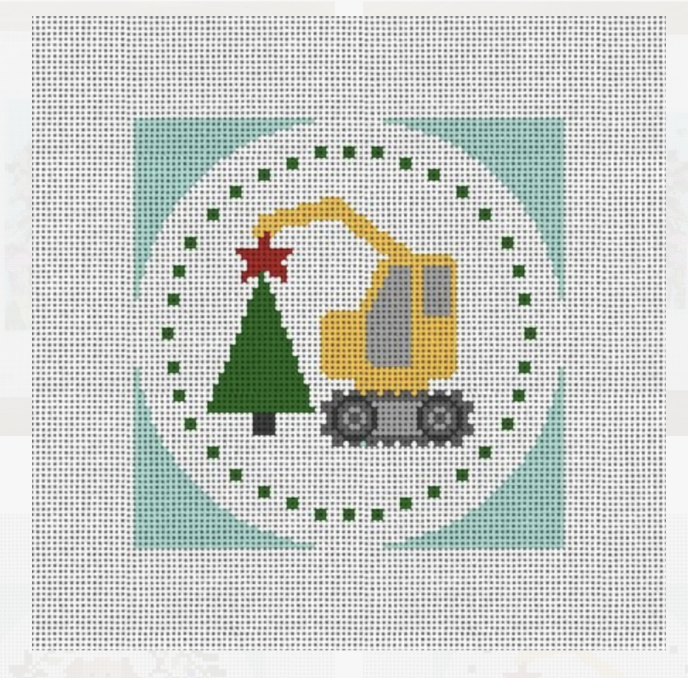 Canvas TRACTOR WITH TREE   4.25" ROUND  RC027