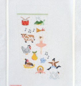 Canvas 12 DAYS OF CHRISTMAS STOCKING   12X18.25