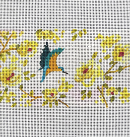 Canvas HUMMINGBIRD WITH YELLOW FLOWERS   6X3" INSERT    AN579
