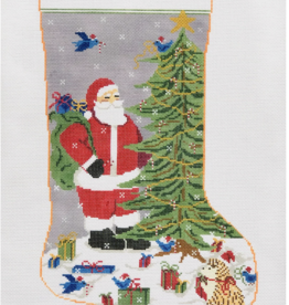 Canvas SANTA WITH FOREST FRIENDS STOCKING  KCD7610