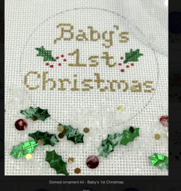 Canvas BABY'S FIRST CHRISTMAS SNOW GLOBE DOME WITH DOME AND CONFETTI  XMC12