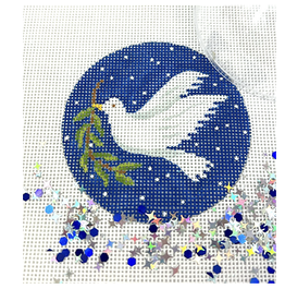 Canvas DOVE WITH OLIVE BRANCH SNOW GLOBE DOME WITH DOME AND CONFETTI  OMD01