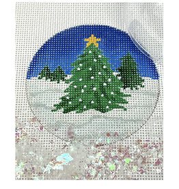 Canvas TREE WITH STAR  SNOW GLOBE DOME WITH DOME AND CONFETTI  XMD04