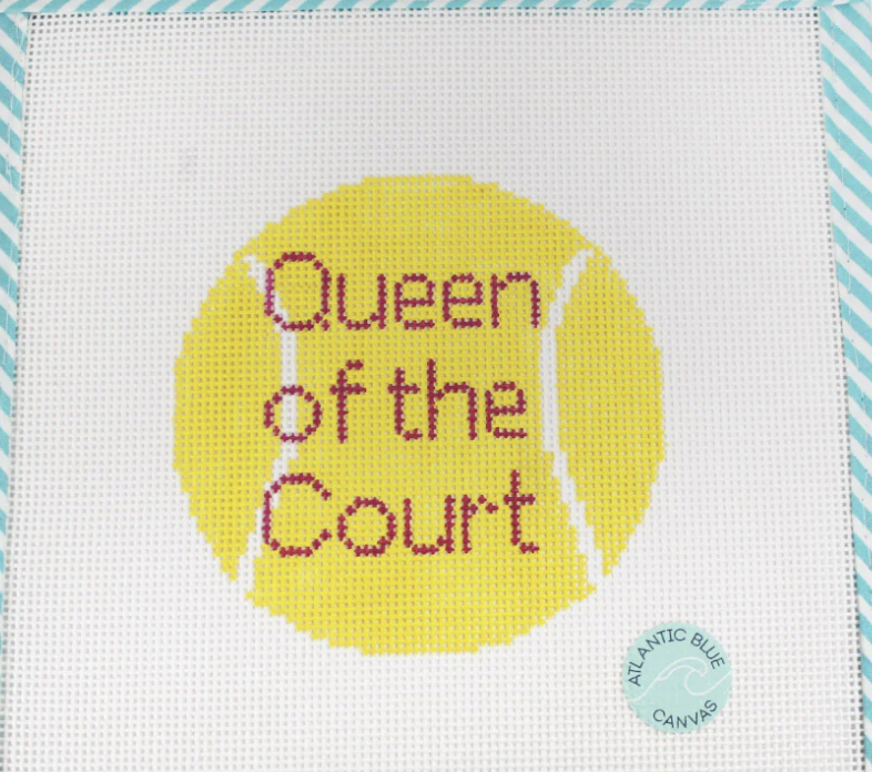 Canvas QUEEN OF THE COURT  TENNIS BALL  4" ROUND   ABC15