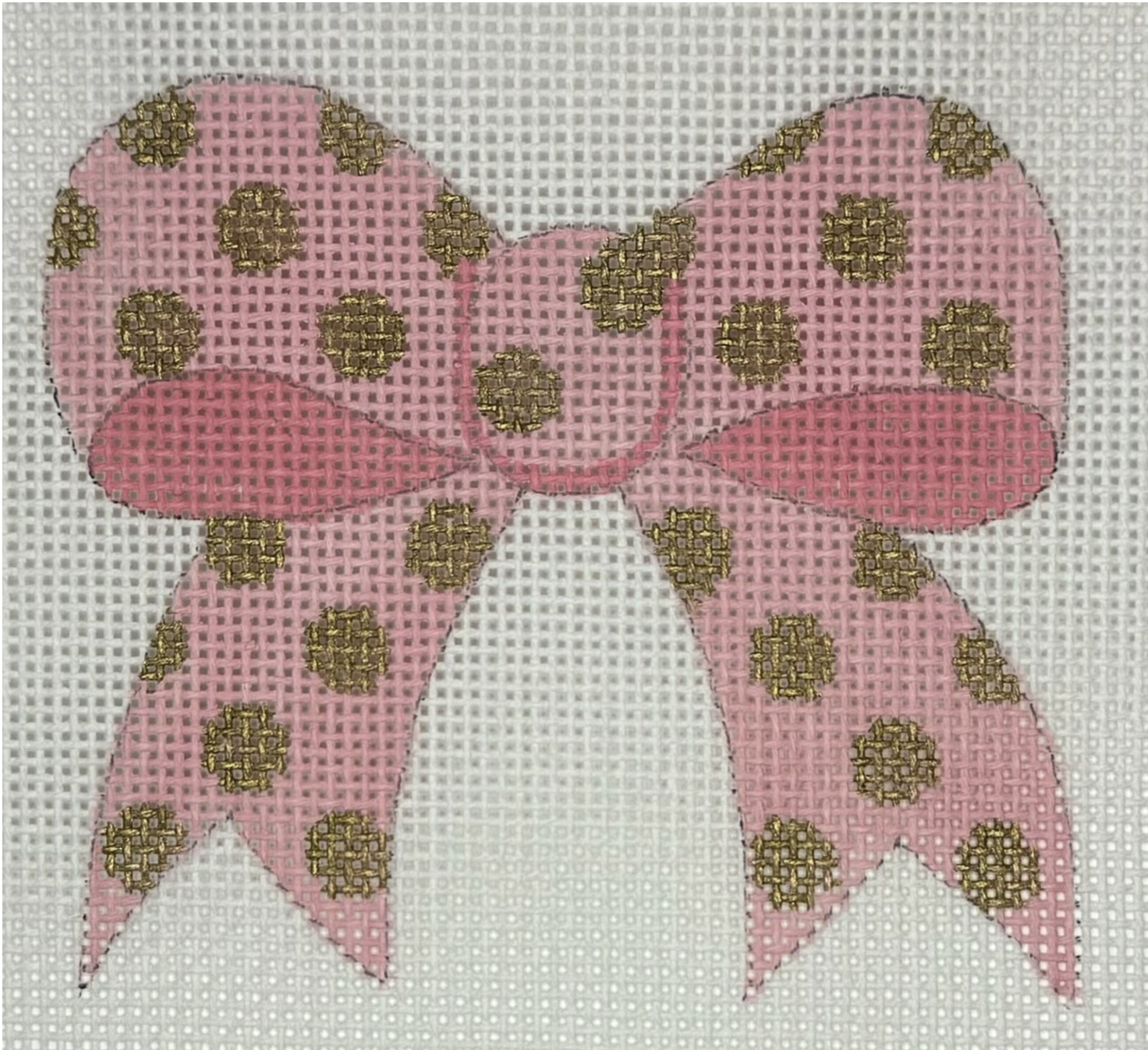 Canvases PINK POLKA DOT BOW  -  WITH STITCH GUIDE 108R