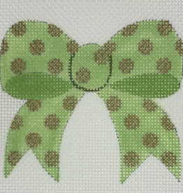 Canvases GREEN POLKA DOT BOW  -  WITH STITCH GUIDE 108Q