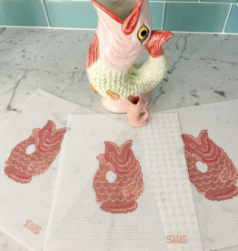 Canvas PINK  FISH PITCHER   3X5"