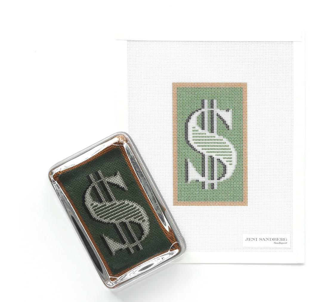 Canvas DOLLAR SIGN PAPERWEIGHT INSERT  4.5X2.75"