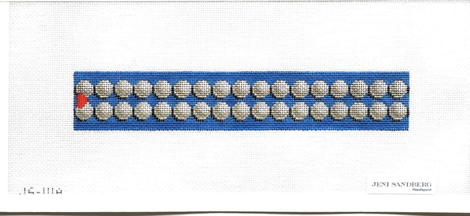 Canvas PEARLS ON BLUE KEY FOB