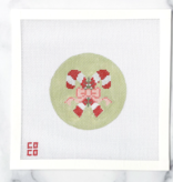 Canvas CANDY CANE ROUND    4" ROUND