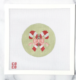 Canvas CANDY CANE ROUND    4" ROUND