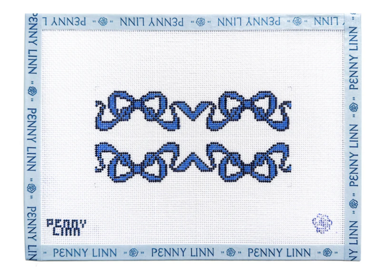 Canvas FANCY CLUTCH INSERT - DOUBLE RIBBON BLUE    5.3X2.75"