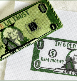 Canvas DOLLAR BILL  -  IN GOLD WE TRUST  7.5X3.25"