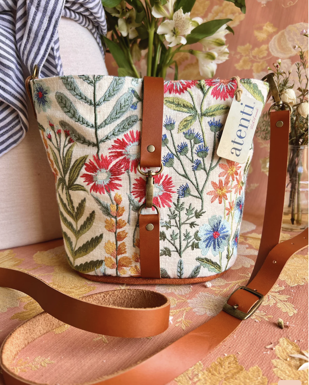 Accessories HALLE BUCKET BAG  WITH SHOULDER STRAP -WILDFLOWER  PRINT