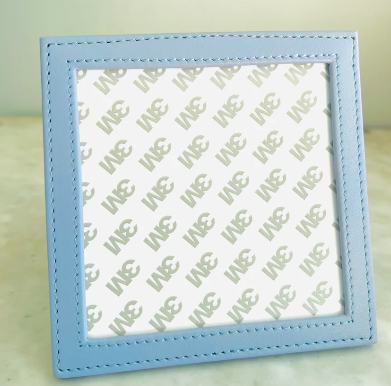 Accessories LEATHER PICTURE FRAME - SELF FINISHING  4X4" INSERT  -  LIGHT BLUE