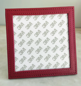 Accessories LEATHER PICTURE FRAME - SELF FINISHING  4X4" INSERT  -  CRANBERRY