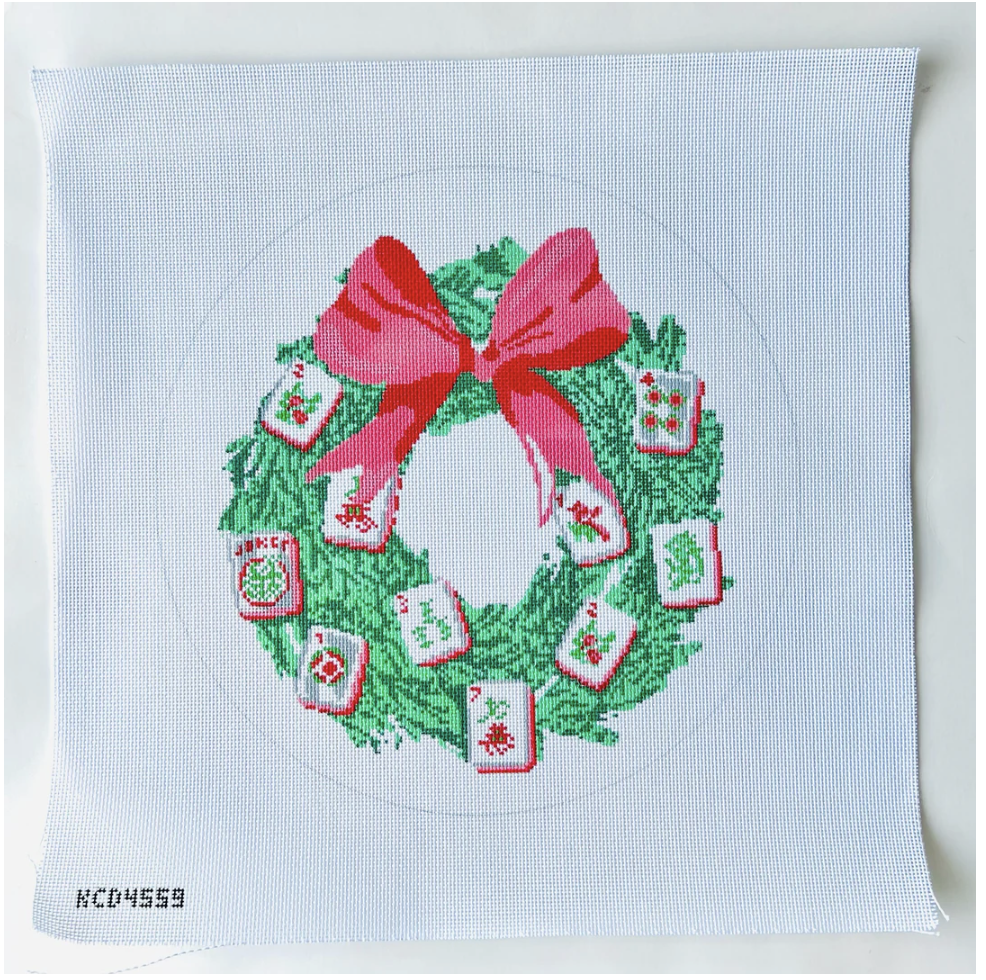 Canvas MERRY MAHJONG  WREATH  KCD4559   14X14"